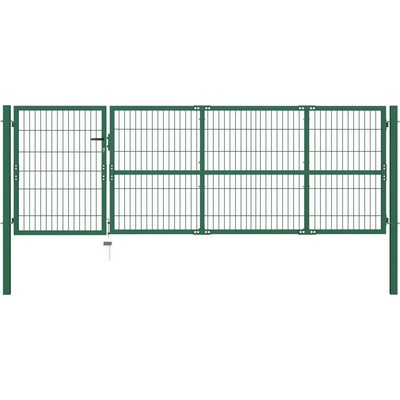 vidaXL Zahradní plotová brána se sloupky 350 x 100 cm ocel zelená