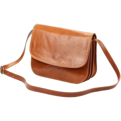 Lovecká středně velká kožená crossbody kabelka Florence no. 13 hnědá