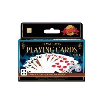 Klasické hry 2 balíčky hracích kariet a 5 kociek