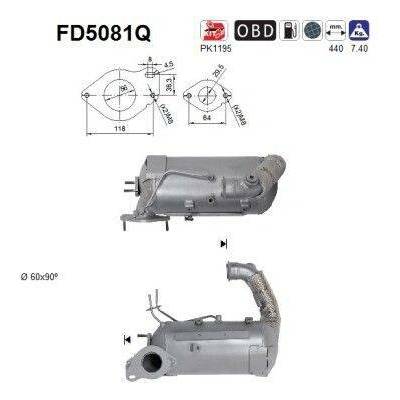 Filtr sazových částic, výfukový systém AS FD5081Q