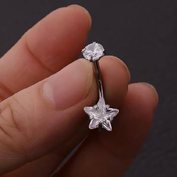 HARAHU Пиърсинг обеца li-23613 - Сребърна / Звезда kp23613 (li-23613)