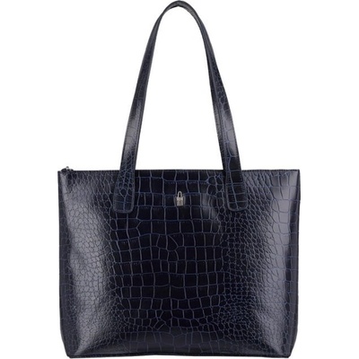 Wojewodzic Veľká kožená kabelka crossbody tmavo 31920/E/KAT14 modrá