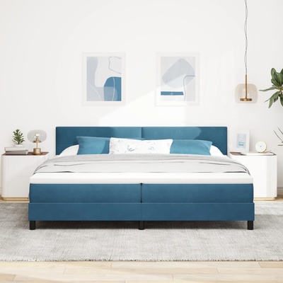 vidaXL Postel s pružinami a matrací Tmavě modrá textil