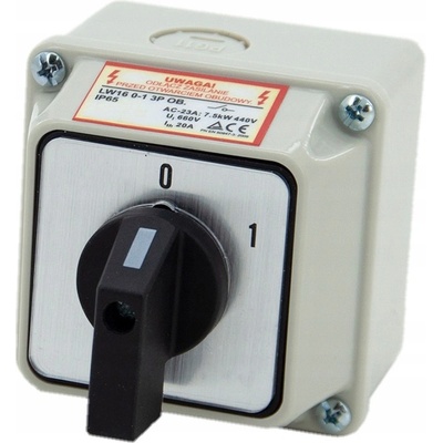 Přepínač vačkový 16A 0-1 3F v pouzdře IP65 LW16 0-1 3P OB ELS ELEKTROTECH