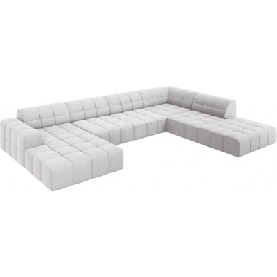 Cosmopolitan Design sametová rohová do "U" Chicago 364 cm pravá Světle šedá