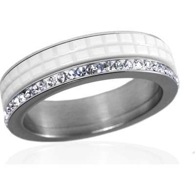 BM Jewellery Dámský keramický prsten se zirkony z chirurgické oceli S50130