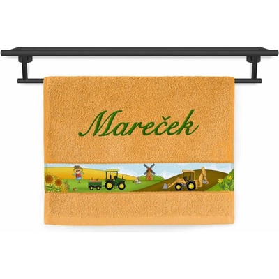 Povlečení Plus dětský ručník se jménem 30 x 50 cm malý farmář oranžový