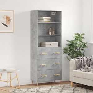 vidaXL Висок шкаф, бетонно сив, 69, 5x34x180 см, инженерно дърво (3189369)