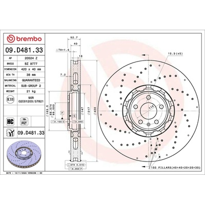 Brzdový kotúč BREMBO 09.D481.33 (09D48133)