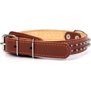 COLLAR Кожен нашийник collar с шипове, двуреден 48 - 63 см, кафяво