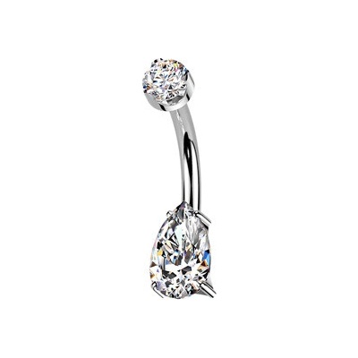 Šperky4U Luxusní piercing do pupíku s Moissanity 1.25ct, TITAN - TM003