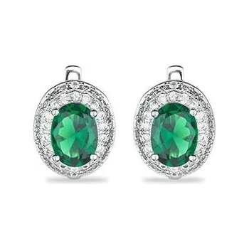 Image 1 of Swan Сребърни обици с изумруд и циркон EM779E Swan