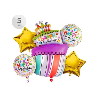 Balóny Happy Birthday, sada 5ks