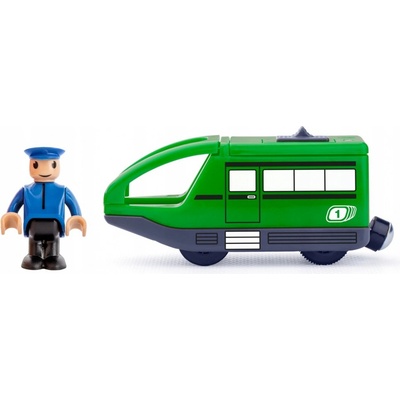 Woody Vlak s rušňovodičom na batérie zelený