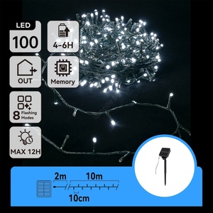 Aigostar - Соларен LED гирлянд 100xLED/8 функции 12m IP65 студено бяло (AI0424)