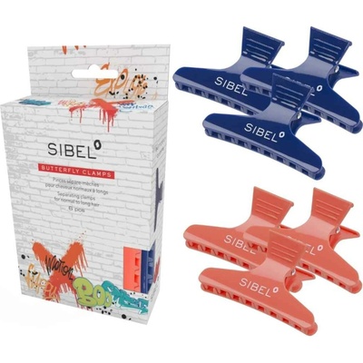 Sibel Graffiti BUTTERFLY CLAMPS P005579 - set štipcov na vlasy, 6 ks