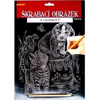 Škrabací obrázek stříbrný 20x25cm