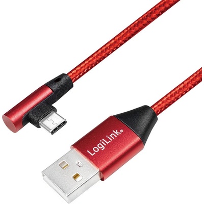 Logilink CU0146 USB 2.0, USB A vidlice, USB C úhlová zástrčka, 0,3m, červený