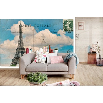 DIMEX ART s. r. o Самозалепваща се флизелинова фототапета антическа френска картичка 375 x 250 см