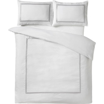 Catherine Lansfield Бяло двойно 3 части сатенено спално бельо 200x200 cm So Soft Mono Satin Stitch - Catherine Lansfield (BD/61209/W/DQS/WHS)