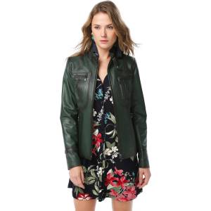 Jacket Club Дамско яке от естествена кожа yb-2043 - Тъмнозелено #319369 (319369_Тъмно зелен)