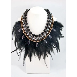 Dannyra Колие с перли, пера и черен оникс Dannyra Jewels
