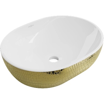 Mexen Viki мивка стояща върху плот 48 x 35 см, бяла/златна черупков образец (21054808)