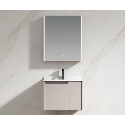 SANOTEHNIK К-КТ МЕБЕЛИ ЗА БАНЯ beta ПВЦ ШКАФ С УМИВАЛНИК И ШКАФ ОГЛЕДАЛО led ОСВ 70см (ah070)