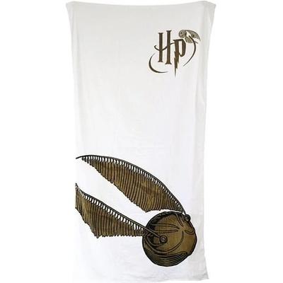 CurePink: | Osuška - ručník Harry Potter: Golden Snitch (75 x 150 cm) bílý [93214]