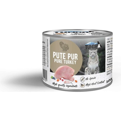 TUNDRA Cat Pure Turkey - Премиум консервирана храна за израснали котки, без зърно, с чисто пуешко месо, 200 гр