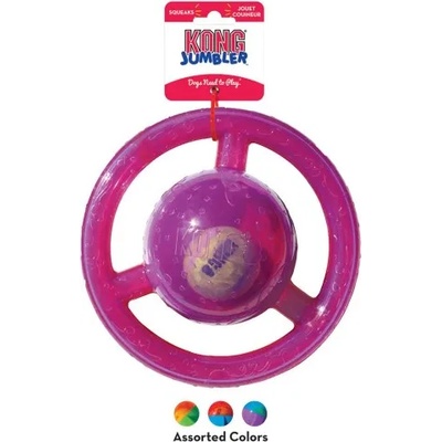 KONG Jumbler Disc Assorted LARGE / EXTRA LARGE - играчка за куче, гумен кръг с тенис топка отвътре - САЩ - TMD1E
