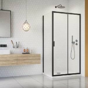 Radaway Правоъгълна душ кабина с плъзгаща се врата Radaway Alienta 100x90 см черно-прозрачна (10260100-54-01+10270090-54-01)