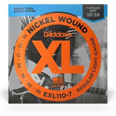 D'ADDARIO Струни за 7-струнна електрическа китара D'Addario . 010-. 059 Regular light EXL110-7