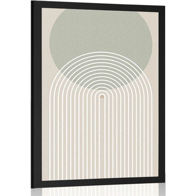 Plakát khaki kruh s duhou Mid-Century - 40x60 black