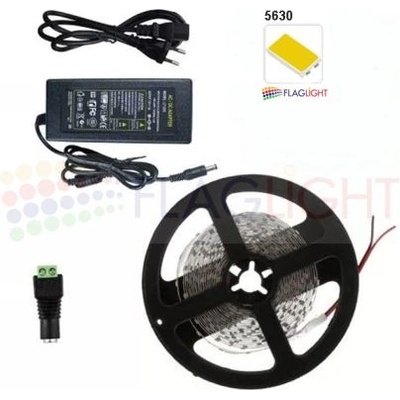 Комплект 5 м Неутрално бяла LED лента SMD 5630 60 LED/m IP20 +адаптер 6A (1148)