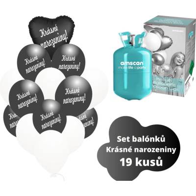 balonky.cz Helium set černé srdíčko + černé balónky KRÁSNÉ NAROZENINY