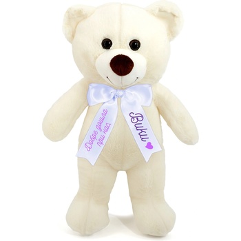 Image 1 of Плюшено мече с надписана панделка, екрю, 40 см (46064-Н)