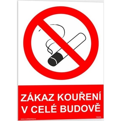 Traiva s.r.o Zákaz kouření v celé budově Verze: Samolepka 100 x 150 mm tl. 0.1 mm - Kód: 00339 – Zboží Dáma