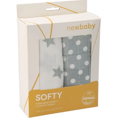 New baby Látková tetra osuška Softy 90 x 110 cm 2 ks sivá a biela