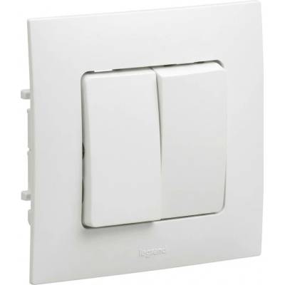 Legrand - Dvojitý vypínač č. 5 s rámčekom NILOE biela LR0028+LR0023