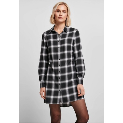 Urban Classics Cotton Check Shirt Dress Black/White