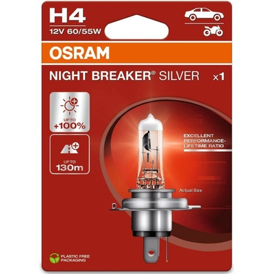 OSRAM žárovka H4 12V 60/55W P43t NIGHT BREAKER® SILVER (+100%) blister