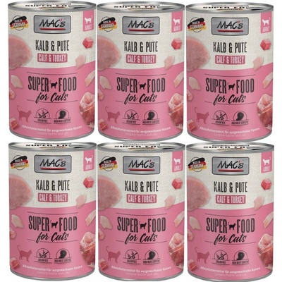 Mac´s Cat Teľacie a morčacie 6 x 400 g