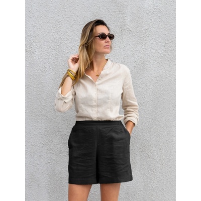 TallGuys Dámské lněné kraťasy Deep black