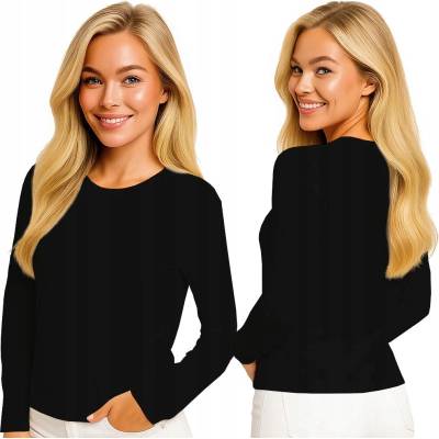 DÁMSKA BLÚZKA SLIM FIT LONGSLEEVE TRIČKO S DLHÝM RUKÁVOM S ČIERNA