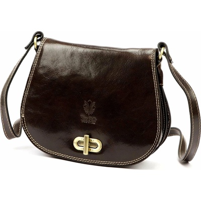 Dámska kožená crossbody kabelka tmavohnedá Florence 59