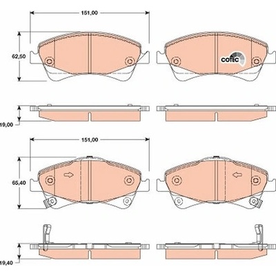 Sada brzdových destiček, kotoučová brzda TRW GDB3479 TR GDB3479
