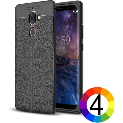 Nokia 7 plus Удароустойчив Litchi Skin Калъф и Протектор