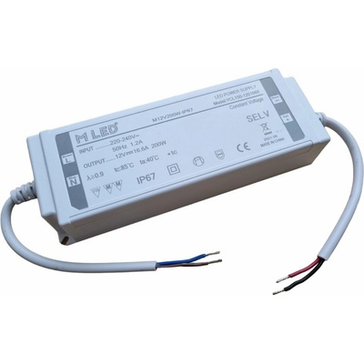 MLED, 200W LED napájeci zdroj, 12V, voděodolný, 16,6A, IP67, MLED-12V200W-IP67