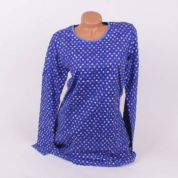 Памучна нощница в тъмносиньо с малки звездички в бяло и синьо